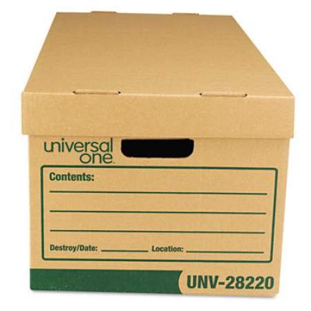 Universal Recycled Heavy-Duty Record Storage Box, Letter Files, Kraft/Green, 12/Carton (28220)
