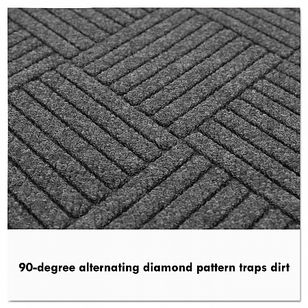 EcoGuard Diamond Floor Mats, Rectangular with Single Fan, Charcoal Gray Carpeted Surface, 72