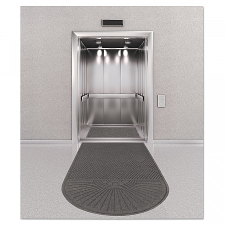 EcoGuard Diamond Floor Mats, Rectangular with Single Fan, Charcoal Gray Carpeted Surface, 72