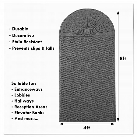 EcoGuard Diamond Floor Mats, Rectangular with Single Fan, Charcoal Gray Carpeted Surface, 96