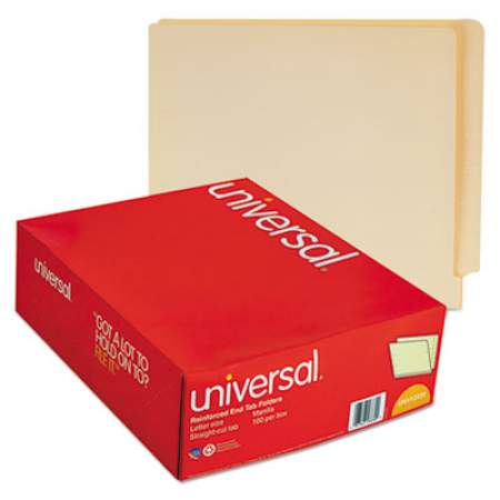 Universal Deluxe Reinforced End Tab Folders, Straight Tab, Letter Size, Manila, 100/Box (13330)