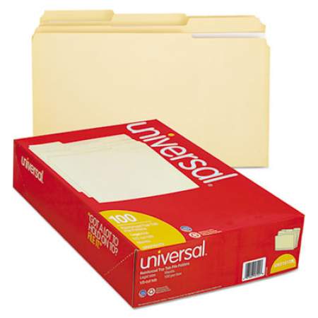 Universal Double-Ply Top Tab Manila File Folders, 1/3-Cut Tabs, Legal Size, 100/Box (16123)