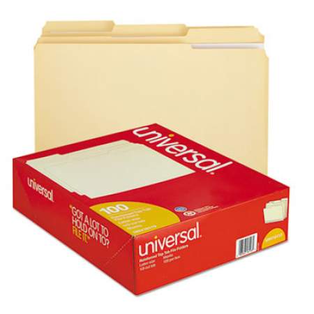 Universal Double-Ply Top Tab Manila File Folders, 1/3-Cut Tabs, Letter Size, 100/Box (16113)