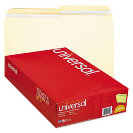 Universal Double-Ply Top Tab Manila File Folders, 1/2-Cut Tabs, Legal Size, 100/Box (16122)