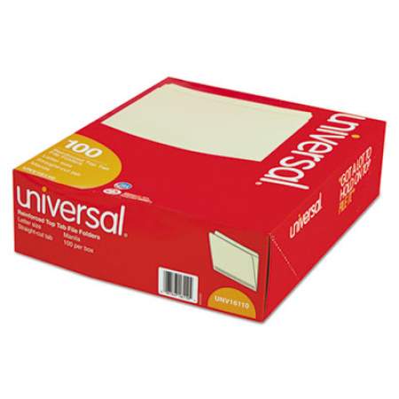 Universal Double-Ply Top Tab Manila File Folders, Straight Tab, Letter Size, 100/Box (16110)