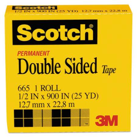 Scotch Double-Sided Tape, 1" Core, 0.5" x 75 ft, Clear (66512900)