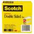 Scotch Double-Sided Tape, 3" Core, 0.75" x 36 yds, Clear, 2/Pack (6652P3436)