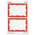 Universal Border-Style Self-Adhesive Name Badges, 3 1/2 x 2 1/4, White/Red, 100/Pack (39115)