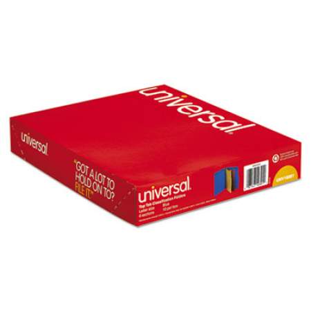 Universal Bright Colored Pressboard Classification Folders, 2 Dividers, Letter Size, Cobalt Blue Cover, 10/Box (10301)