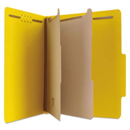 Universal Bright Colored Pressboard Classification Folders, 2 Dividers, Letter Size, Yellow, 10/Box (10304)