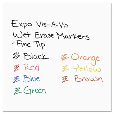 EXPO Vis--Vis Wet Erase Marker, Fine Bullet Tip, Assorted Colors, 8/Set (16078)