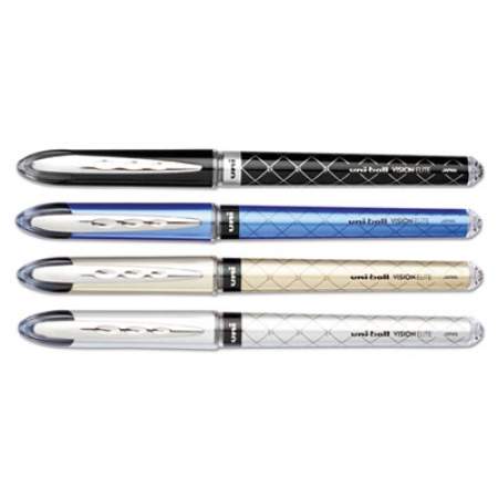 uni-ball VISION ELITE Designer Series Roller Ball Pen, Stick, Bold 0.8 mm, Black Ink, Assorted Barrel Colors, 4/Pack (1858842)