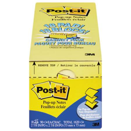 Post-it Pop-up Notes Original Canary Yellow Pop-Up Refill Cabinet Pack, 3 x 3, 90-Sheet, 18/Pack (R33018CP)