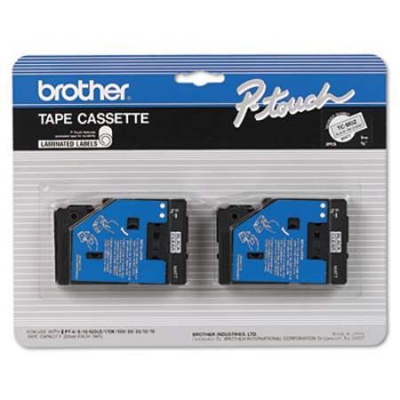 Brother P-Touch TC Tape Cartridges for P-Touch Labelers, 0.37" x 25.2 ft, Black on Clear Matte, 2/Pack (TCMOZ)