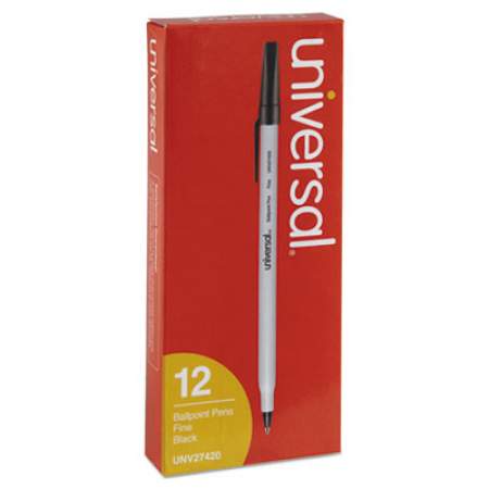 Universal Ballpoint Pen, Stick, Fine 0.7 mm, Black Ink, Gray Barrel, Dozen (27420)