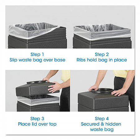 Canmeleon Recessed Panel Receptacles, Side-Open, 38 gal, Polyethylene, Black (9476BL)
