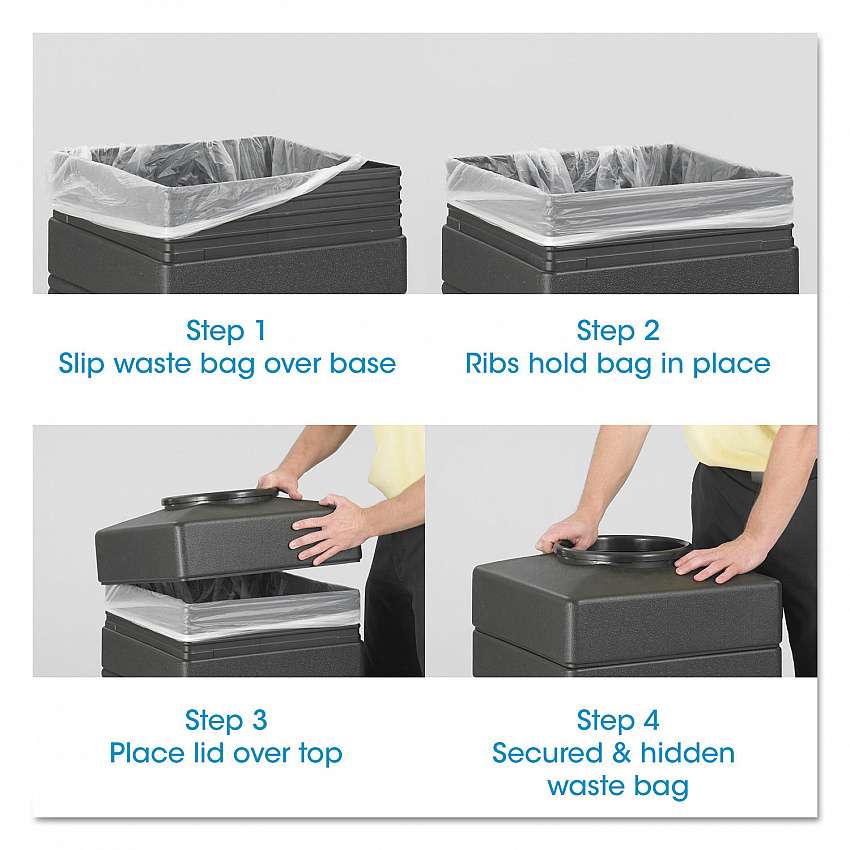 Canmeleon Recessed Panel Receptacles, Side-Open, 38 gal, Polyethylene, Black (9476BL)