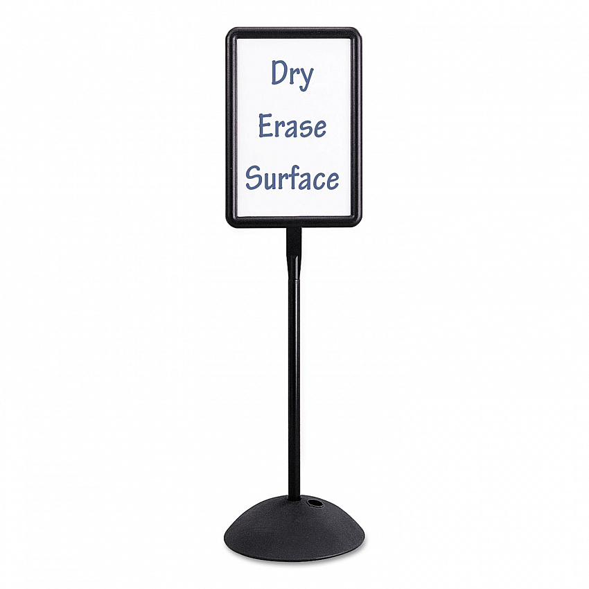 WriteWay Two-Sided Dry Erase Standing Message Sign, White 14.25" x 22.5" Rectangle Surface, Black Frame, 14.25" x 22.5" x 65" (4117BL)