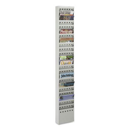 Safco Steel Magazine Rack, 23 Compartments, 10w x 4d x 65.5h, Gray (4322GR)