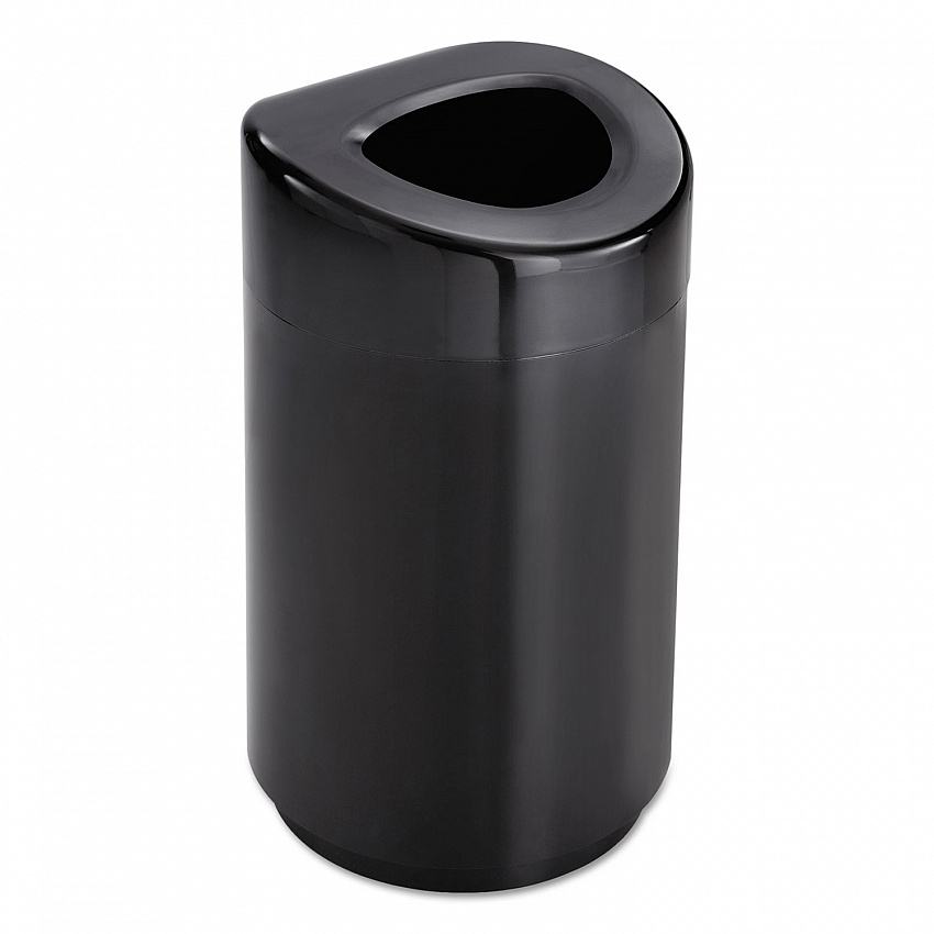 Open Top Round Waste Receptacle, 30 gal, Steel, Black (9920BL)