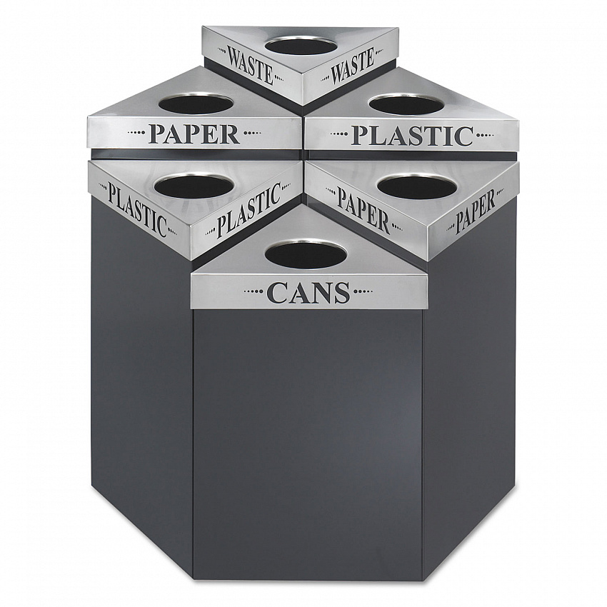 Trifecta Waste Receptacle Lid, Laser Cut "WASTE" Inscription, 20w x 20d x 3h, Stainless Steel (9560WA)