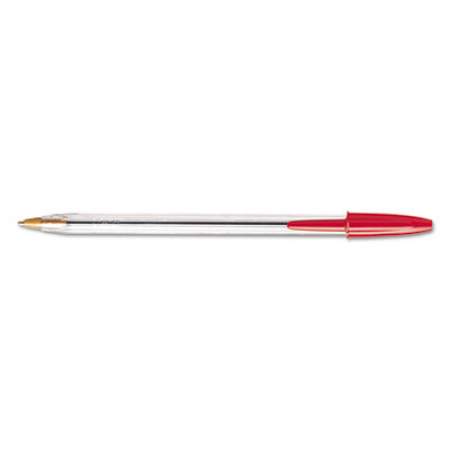 BIC Cristal Xtra Smooth Ballpoint Pen, Stick, Medium 1 mm, Red Ink, Clear Barrel, Dozen (MS11RD)