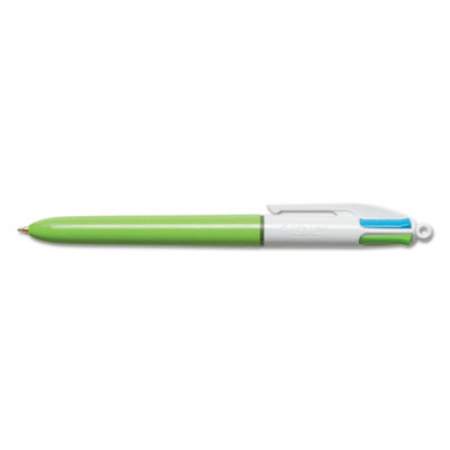 BIC 4-Color Multi-Color Ballpoint Pen, Retractable, Medium 1 mm, Lime/Pink/Purple/Turquoise Ink, Lime Green Barrel, 2/Pack (AMP21)