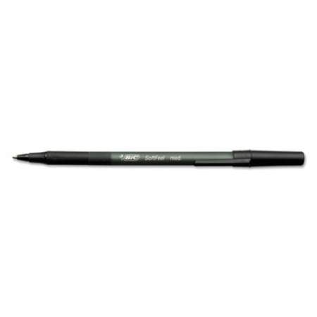BIC Soft Feel Ballpoint Pen, Stick, Medium 1 mm, Black Ink, Black Barrel, Dozen (SGSM11BK)