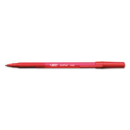 BIC Soft Feel Ballpoint Pen, Stick, Medium 1 mm, Red Ink, Red Barrel, Dozen (SGSM11RD)