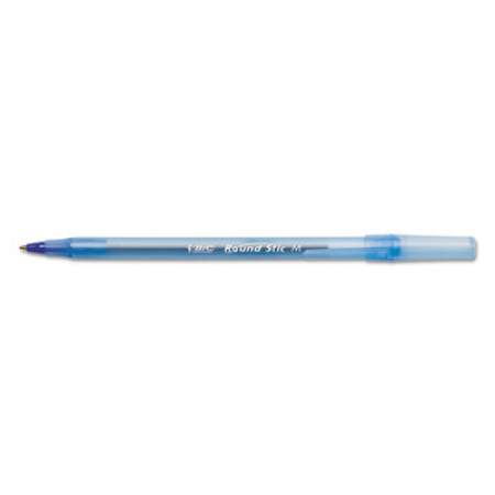 BIC Round Stic Xtra Life Ballpoint Pen, Stick, Medium 1 mm, Blue Ink, Translucent Blue Barrel, Dozen (GSM11BE)