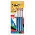 BIC 4-Color Multi-Color Ballpoint Pen, Retractable, Medium 1 mm, Black/Blue/Green/Red Ink, Blue Barrel, 3/Pack (MMP31)