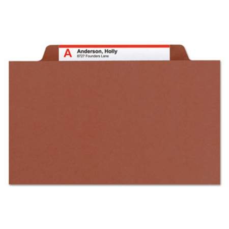 Smead 100% Recycled Pressboard Classification Folders, 3 Dividers, Legal Size, Red, 10/Box (19099)
