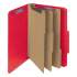 Smead Eight-Section Pressboard Top Tab Classification Folders with SafeSHIELD Fasteners, 3 Dividers, Letter Size, Bright Red, 10/BX (14095)