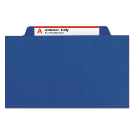Smead Eight-Section Pressboard Top Tab Classification Folders with SafeSHIELD Fasteners, 3 Dividers, Legal Size, Dark Blue, 10/Box (19096)
