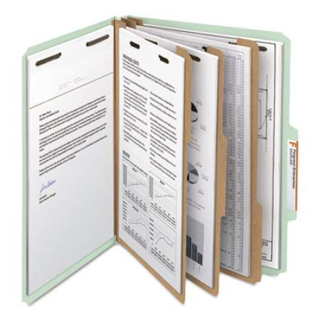 Smead 100% Recycled Pressboard Classification Folders, 3 Dividers, Letter Size, Gray-Green, 10/Box (14093)
