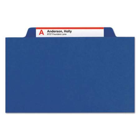 Smead 6-Section Pressboard Top Tab Pocket-Style Classification Folders w/ SafeSHIELD Fasteners, 2 Dividers, Legal, Dark Blue, 10/BX (19077)