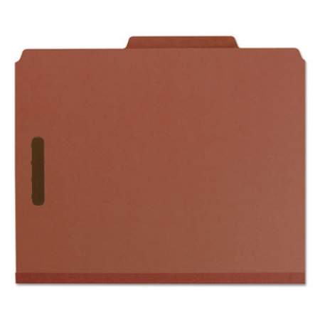 Smead 100% Recycled Pressboard Classification Folders, 1 Divider, Letter Size, Red, 10/Box (13724)