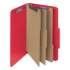 Smead Eight-Section Pressboard Top Tab Classification Folders with SafeSHIELD Fasteners, 3 Dividers, Legal Size, Bright Red, 10/Box (19095)