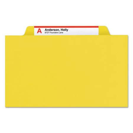 Smead Eight-Section Pressboard Top Tab Classification Folders with SafeSHIELD Fasteners, 3 Dividers, Letter Size, Yellow, 10/Box (14098)
