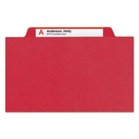 Smead 6-Section Pressboard Top Tab Pocket-Style Classification Folders with SafeSHIELD Fasteners, 2 Dividers, Legal, Red, 10/BX (19082)