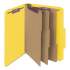Smead Eight-Section Pressboard Top Tab Classification Folders with SafeSHIELD Fasteners, 3 Dividers, Letter Size, Yellow, 10/Box (14098)