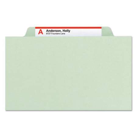 Smead Pressboard Classification Folders with SafeSHIELD Coated Fasteners, 2/5 Cut, 3 Dividers, Legal Size, Gray-Green, 10/Box (19091)