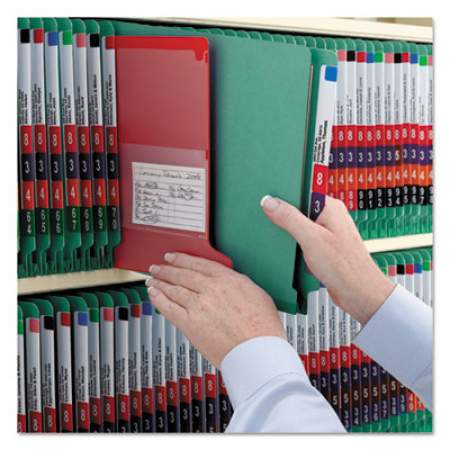 Smead End Tab Colored Pressboard Classification Folders with SafeSHIELD Coated Fasteners, 2 Dividers, Letter Size, Green, 10/Box (26785)