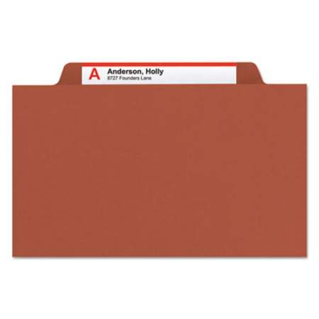 Smead 100% Recycled Pressboard Classification Folders, 1 Divider, Legal Size, Red, 10/Box (18723)