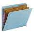 Smead End Tab Colored Pressboard Classification Folders with SafeSHIELD Coated Fasteners, 2 Dividers, Letter Size, Blue, 10/Box (26781)