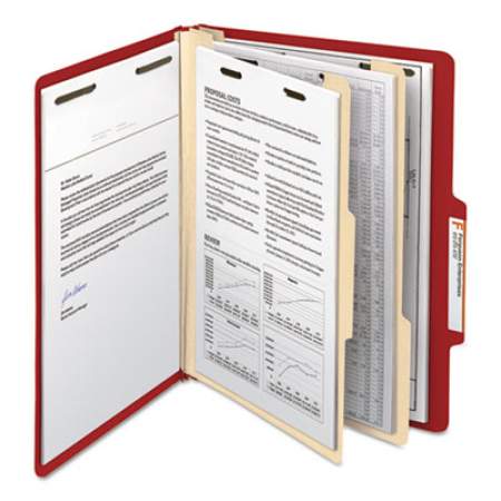 Smead Colored Top Tab Classification Folders, 2 Dividers, Letter Size, Red, 10/Box (14003)