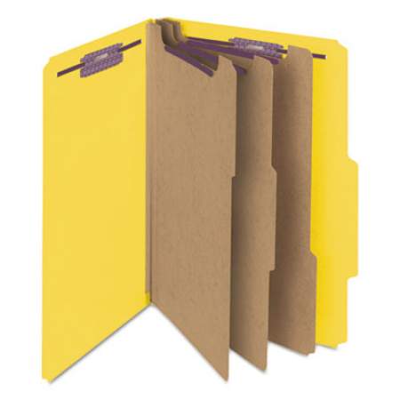 Smead Eight-Section Pressboard Top Tab Classification Folders with SafeSHIELD Fasteners, 3 Dividers, Legal Size, Yellow, 10/Box (19098)
