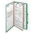 Smead Four-Section Pressboard Top Tab Classification Folders with SafeSHIELD Fasteners, 1 Divider, Legal Size, Green, 10/Box (18733)