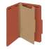 Smead 100% Recycled Pressboard Classification Folders, 1 Divider, Legal Size, Red, 10/Box (18723)