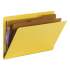 Smead End Tab Colored Pressboard Classification Folders with SafeSHIELD Coated Fasteners, 2 Dividers, Legal Size, Yellow, 10/Box (29789)